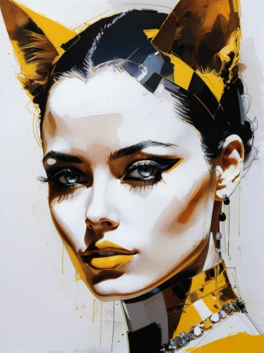 fashion illustration,feline look,gold foil art,gold paint strokes,gold paint stroke,feline,gold leaf,painted lady,cat eye,wild cat,cheetah,pere davids deer,leopard head,oil painting on canvas,lynx,mary-gold,gold foil,cat vector,cool pop art,drawing cat,Conceptual Art,Oil color,Oil Color 07