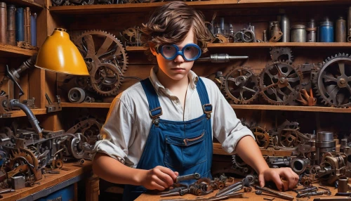 watchmaker,craftsman,clockmaker,metalsmith,cutting tools,bicycle mechanic,gunsmith,metalworking,a carpenter,wrenches,tinsmith,mechanic,blacksmith,art tools,carpenter,tradesman,mechanical engineering,craftsmen,metal lathe,woodworker,Conceptual Art,Oil color,Oil Color 05