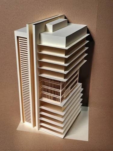 corrugated cardboard,model house,archidaily,scale model,orthographic,book bindings,desk organizer,bookcase,paper stand,room divider,stack book binder,place card holder,slat window,building honeycomb,high-rise building,napkin holder,3d rendering,shelving,isometric,dolls houses,Unique,Paper Cuts,Paper Cuts 10