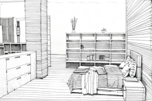 bedroom,japanese-style room,sleeping room,room,cabinetry,boy's room picture,modern room,an apartment,apartment,shelving,pantry,children's bedroom,bookcase,dormitory,examination room,storage,wireframe graphics,guest room,bookshelves,walk-in closet,Design Sketch,Design Sketch,Fine Line Art