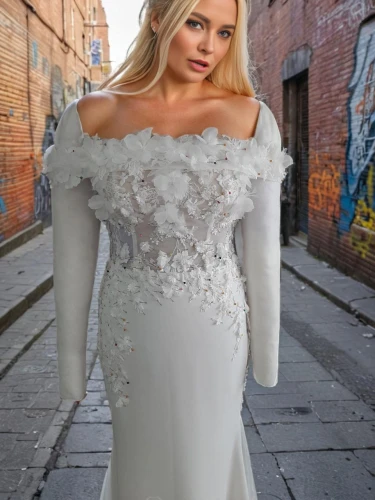 bridal clothing,bridal dress,bridal party dress,wedding gown,wedding dress train,wedding dress,wedding dresses,blonde in wedding dress,bridal,white winter dress,bridal veil,wedding suit,bride,dress form,evening dress,white silk,white rose snow queen,female model,wedding photo,bodice,Female,Western Europeans,Fishtail Braid,Middle-aged,L,Amazed,Wedding Dress,Outdoor,City Alleyway