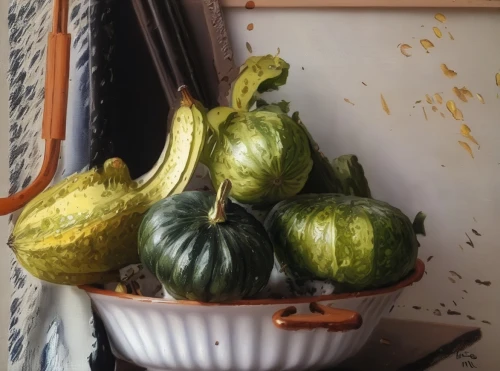 ornamental gourds,decorative squashes,figleaf gourd,gourds,gem squash,cucuzza squash,autumn pumpkins,bitter gourd,winter squash,decorative pumpkins,striped pumpkins,cucumber  gourd  and melon family,scarlet gourd,pointed gourd,calabaza,cucurbita,snake gourd,autumn still life,acorn squash,pattypan squash,Illustration,Paper based,Paper Based 04