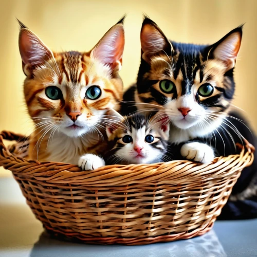 cat family,kittens,gift basket,peaches in the basket,eggs in a basket,basket of apples,basket of fruit,picnic basket,flowers in basket,baby cats,bread basket,american wirehair,wicker basket,easter basket,ginger family,mom and kittens,hamper,cute animals,small to medium-sized cats,shopping baskets,Photography,General,Realistic