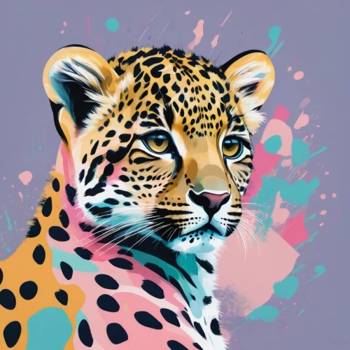 leopard,jaguar,the pink panter,leopard head,digital painting,cheetah,african leopard,endangered,hosana,digital art,ocelot,adobe illustrator,animal portrait,a tiger,digital artwork,panthera leo,world digital painting,tiger,popart,pop art colors,Illustration,Vector,Vector 07