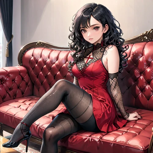 sitting on a chair,sofa,velvet,azalea,on the couch,nero,poker primrose,sofa set,victorian style,victorian lady,velvet elke,mari makinami,sitting,lady in red,secretary,elegance,ren,erika,dollfie,rosa,Anime,Anime,General