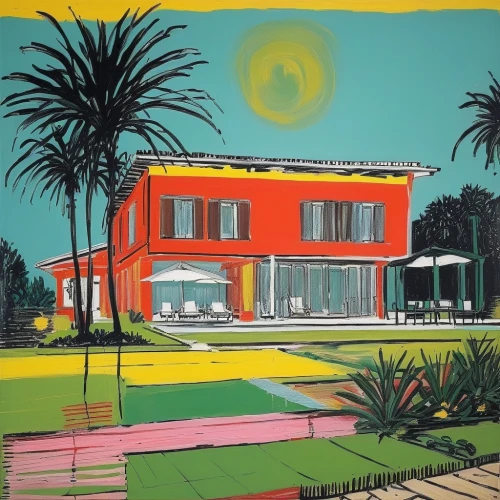 matruschka,mid century modern,mid century,mid century house,lido di ostia,popart,art deco,house painting,cool pop art,holiday home,holiday motel,viareggio,pop art colors,paestum,modern pop art,villa,motel,roy lichtenstein,andy warhol,hotel riviera,Art,Artistic Painting,Artistic Painting 51