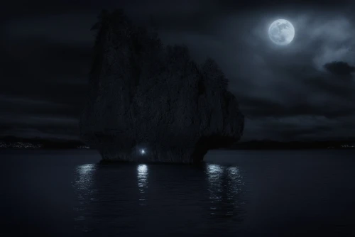 moonlit night,the night of kupala,dark beach,moonlit,cave on the water,moonscape,split rock,light of night,bass rock,ghost ship,nightscape,night image,dark world,black landscape,nocturnes,moonlight,dark art,full moon,sea night,night scene,Illustration,Realistic Fantasy,Realistic Fantasy 46