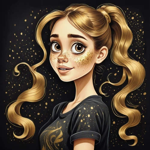 rapunzel,star drawing,custom portrait,girl portrait,fantasy portrait,gold foil mermaid,golden haired,zodiac sign libra,girl drawing,kids illustration,edit icon,digital illustration,blond girl,illustrator,mary-gold,tangled,vector illustration,digital art,vector girl,mystical portrait of a girl