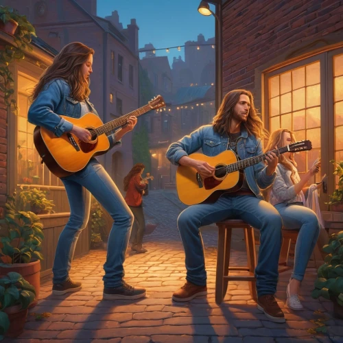 serenade,musicians,street musicians,guitar player,guitar,domestic long-haired cat,concert guitar,folk music,sock and buskin,playing the guitar,acoustic,bard,classical guitar,cavaquinho,guitars,acoustic guitar,live music,bluegrass,playing outdoors,songbirds,Illustration,Realistic Fantasy,Realistic Fantasy 27