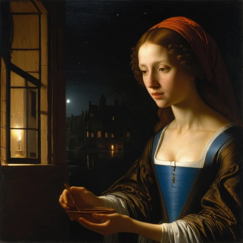 woman drinking coffee,woman holding pie,woman with ice-cream,girl with bread-and-butter,woman at cafe,girl with cloth,girl with cereal bowl,girl with a pearl earring,woman eating apple,holding cup,woman holding a smartphone,young woman,portrait of a girl,candlemaker,girl studying,praying woman,girl at the computer,woman playing,bellini,woman praying,Art,Classical Oil Painting,Classical Oil Painting 41