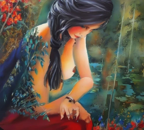 girl picking flowers,girl in the garden,oil painting on canvas,oil painting,girl praying,art painting,girl with a dolphin,indigenous painting,woman at the well,girl with tree,girl in flowers,oil on canvas,hand painting,water nymph,glass painting,woman playing,flower painting,woman praying,vietnamese woman,fabric painting,Illustration,Paper based,Paper Based 04