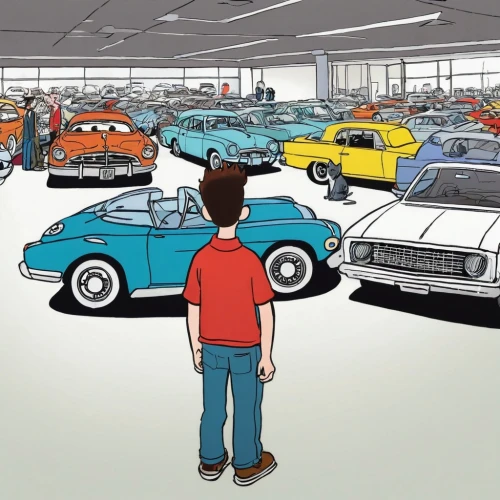 car dealership,car showroom,car dealer,muscle car cartoon,model cars,automobile repair shop,mercedes museum,ford motor company,toy cars,miniature cars,car sales,auto sales,model years 1958 to 1967,car boutique,automobiles,automotives,autoshow,volkswagen brasilia,myers motors nmg,lincoln motor company,Illustration,Paper based,Paper Based 27