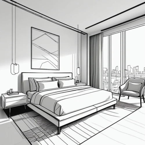 modern room,bedroom,sleeping room,sky apartment,guest room,hotelroom,japanese-style room,an apartment,apartment,room,guestroom,rooms,great room,highrise,high rise,bedroom window,penthouse apartment,empty room,hotel room,coloring page,Illustration,Black and White,Black and White 04