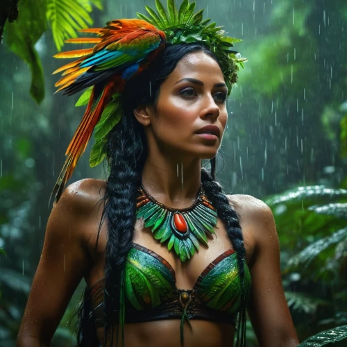 polynesian girl,polynesian,feather headdress,warrior woman,hula,headdress,pachamama,native american,amazonian oils,pocahontas,indian headdress,quetzal,maori,shamanic,brazilianwoman,inka,rain forest,american indian,tribal chief,aborigine,Photography,General,Fantasy