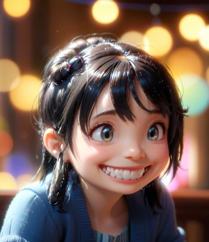a girl's smile,agnes,laika,cute cartoon character,anime 3d,3d rendered,nico,disney character,russo-european laika,maya,cute cartoon image,a smile,the little girl,little girl,anime cartoon,clementine,b3d,child girl,the japanese doll,coco,Anime,Anime,Cartoon