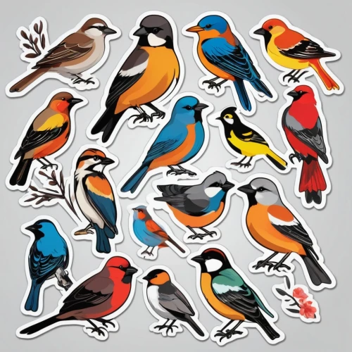 animal stickers,colorful birds,group of birds,bird robins,bird pattern,clipart sticker,key birds,finches,bird illustration,gujarat birds,passerine parrots,small birds,bird species,society finches,line art birds,birds,garden birds,zebra finches,bird png,i love birds,Unique,Design,Sticker