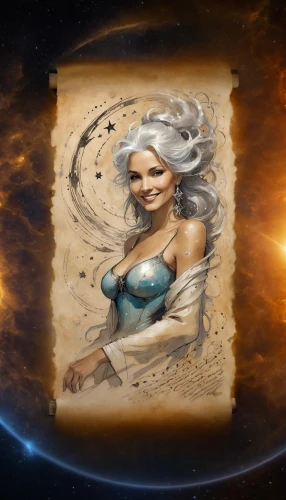 tiber riven,portrait background,fantasy picture,fantasy portrait,cassiopeia,fantasy art,show off aurora,sorceress,fantasy woman,symetra,star mother,aquarius,fire background,andromeda,monsoon banner,elza,zodiac sign libra,cg artwork,zodiac sign gemini,venera