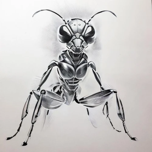 wasp,carpenter ant,ant,drawing bee,hornet,mantis,hymenoptera,black ant,mantidae,insect,drone bee,bee,insects,halictidae,termite,silk bee,field wasp,bombyx mori,drosophila,weevil,Art sketch,Art sketch,None