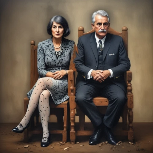 clue and white,two people,mobster couple,vintage man and woman,american gothic,man and wife,grandparents,man and woman,roaring twenties couple,old couple,gothic portrait,husband and wife,psychoanalysis,mother and father,wife and husband,mulberry family,business icons,pensioners,mom and dad,business people,Illustration,Black and White,Black and White 07