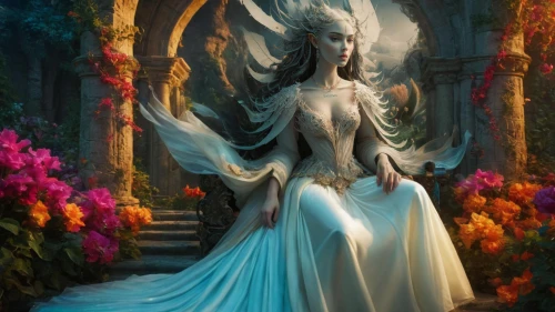 fantasy art,fantasy picture,faerie,fantasy portrait,the enchantress,sorceress,priestess,faery,fairy queen,rusalka,dead bride,queen of the night,bridal veil,fantasy woman,elven flower,blue enchantress,lady of the night,dryad,baroque angel,elven