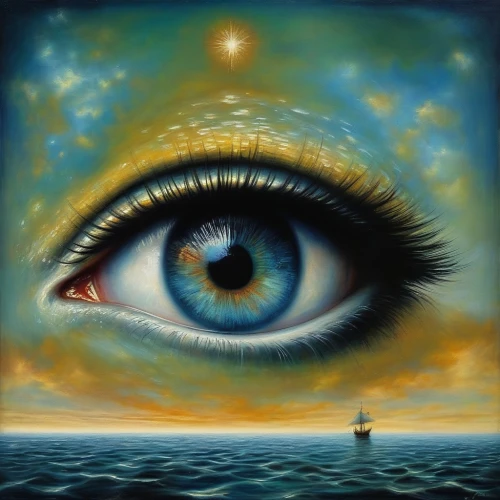 cosmic eye,all seeing eye,oil painting on canvas,third eye,the eyes of god,eye ball,surrealism,the blue eye,oil on canvas,eye,oil painting,surrealistic,ojos azules,distant vision,sea fantasy,sun eye,mirror of souls,abstract eye,dali,the illusion,Art,Classical Oil Painting,Classical Oil Painting 07