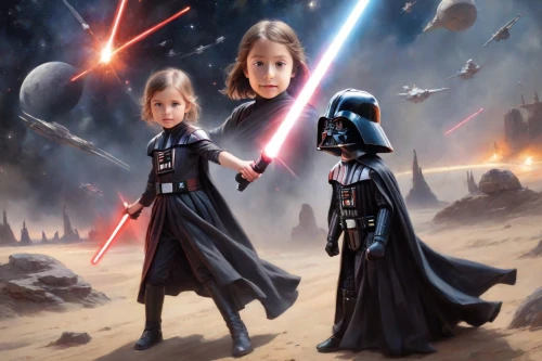 storm troops,vader,darth vader,starwars,cg artwork,clone jesionolistny,star wars,dark side,rots,force,jedi,children's background,imperial,angels of the apocalypse,lightsaber,clones,republic,protectors,little boy and girl,little girl and mother,Digital Art,Impressionism
