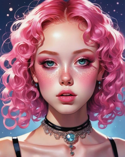 fantasy portrait,pink beauty,rose quartz,digital painting,girl portrait,pink glitter,lychee,pink dawn,pink hair,rosa ' amber cover,sky rose,pink diamond,gemini,pink,soft pastel,rose pink colors,zodiac sign libra,pink scrapbook,doll's facial features,pink lady,Conceptual Art,Fantasy,Fantasy 06