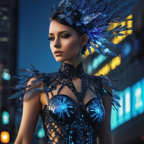 blue enchantress,fairy peacock,blue peacock,feather headdress,bluejay,fairy queen,blue butterfly,evening dress,masquerade,showgirl,feather jewelry,fantasy art,blue jay,faery,queen of the night,peacock,headdress,fantasy woman,mazarine blue butterfly,faerie,Photography,Artistic Photography,Artistic Photography 02