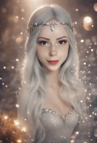 white rose snow queen,the snow queen,elsa,fairy queen,violet head elf,ice queen,fantasy portrait,ice princess,fantasy woman,faery,elven,queen of the night,mermaid background,fairy tale character,celtic queen,fantasy picture,faerie,the enchantress,mystical portrait of a girl,little girl fairy,Photography,Cinematic