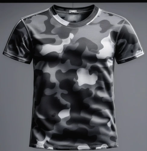 military camouflage,isolated t-shirt,print on t-shirt,t-shirt,t shirt,cool remeras,t-shirt printing,camo,premium shirt,t-shirts,t shirts,shirts,shirt,fir tops,black and white pattern,active shirt,gradient mesh,abstract design,apparel,maillot,Photography,General,Realistic