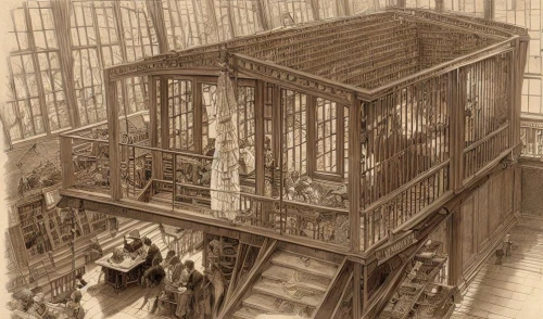 bird cage,staircase,china cabinet,scaffold,aviary,the framework,outside staircase,frame drawing,birdcage,multi-story structure,escher,stairway,stairwell,scaffolding,woodwork,wooden construction,wooden frame construction,rope-ladder,banister,fire escape,Art sketch,Art sketch,Traditional