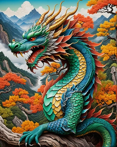 painted dragon,chinese dragon,dragon li,dragon of earth,green dragon,dragon,golden dragon,dragon boat,dragon design,bhutan,wyrm,dragon fire,forest dragon,qinghai,dragons,chinese art,dragon bridge,chinese water dragon,basilisk,oriental painting,Illustration,Realistic Fantasy,Realistic Fantasy 03