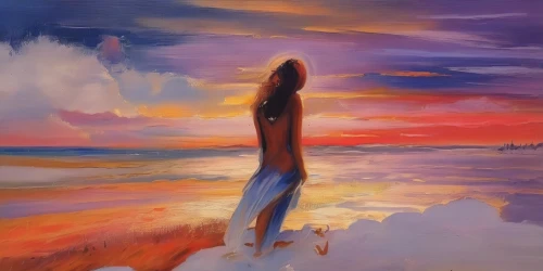 girl on the dune,girl walking away,woman walking,oil painting,girl in a long,oil painting on canvas,girl on the river,oil on canvas,woman silhouette,art painting,man at the sea,woman thinking,sea landscape,the horizon,painting technique,exploration of the sea,el mar,sea breeze,beach landscape,girl in a long dress,Illustration,Paper based,Paper Based 04