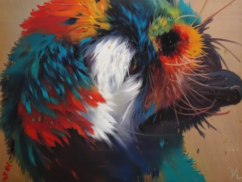 spaniel,shih tzu,cockapoo,guacamaya,color dogs,blue picardy spaniel,collie,tibetan terrier,basset bleu de gascogne,schnauzer,picardy spaniel,painting technique,cocker spaniel,phoenix rooster,american cocker spaniel,french spaniel,bruno jura hound,lhasa apso,pet portrait,oil painting,Illustration,Paper based,Paper Based 04