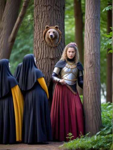 cosplay image,fairytale characters,fantasy picture,cosplay,wooden figures,druids,medieval,red riding hood,nesting doll,costume festival,guards of the canyon,nesting dolls,celtic woman,animals play dress-up,monks,nordic bear,middle ages,children's fairy tale,woodland animals,dwarves,Conceptual Art,Daily,Daily 01