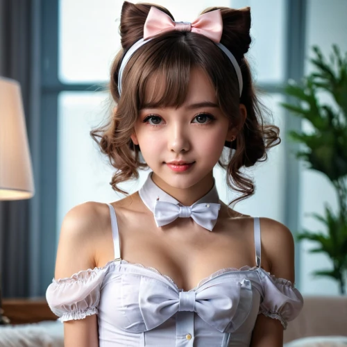 realdoll,japanese doll,pink bow,asian girl,japanese kawaii,honmei choco,maid,white bow,dollfie,satin bow,female doll,phuquy,cat ears,vintage asian,japanese woman,dress doll,kawaii girl,doll paola reina,the japanese doll,asian costume,Photography,General,Natural