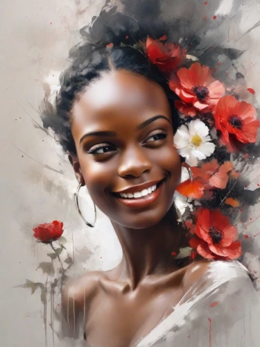 flower painting,oil painting on canvas,digital painting,girl in flowers,world digital painting,oil painting,portrait background,african woman,art painting,flower art,digital art,romantic portrait,african american woman,photo painting,african art,beautiful girl with flowers,digital artwork,flower girl,oil on canvas,maria bayo,Photography,Cinematic