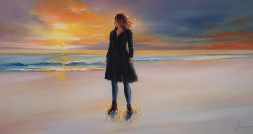 girl on the dune,girl walking away,woman walking,girl in a long,walk on the beach,woman silhouette,oil painting,oil painting on canvas,beach walk,art painting,seascape,carol colman,woman thinking,sea breeze,carol m highsmith,oil on canvas,beach landscape,man at the sea,exploration of the sea,fineart,Illustration,Paper based,Paper Based 04