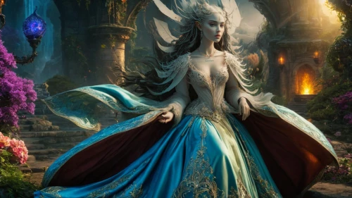 blue enchantress,fantasy art,fantasy picture,sorceress,the enchantress,faerie,merfolk,fairy queen,fantasy woman,faery,fairy peacock,fantasy portrait,rusalka,the snow queen,fantasia,fairy tale character,priestess,suit of the snow maiden,3d fantasy,queen of the night