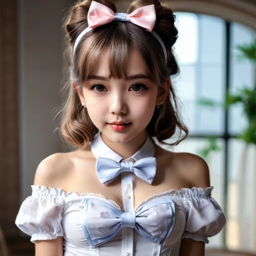 pink bow,realdoll,satin bow,white bow,bow-tie,maid,japanese doll,bow tie,bowtie,doll dress,japanese kawaii,asian girl,cute tie,honmei choco,frilly,girl doll,dress doll,bun cha,model doll,minnie mouse,Photography,General,Natural