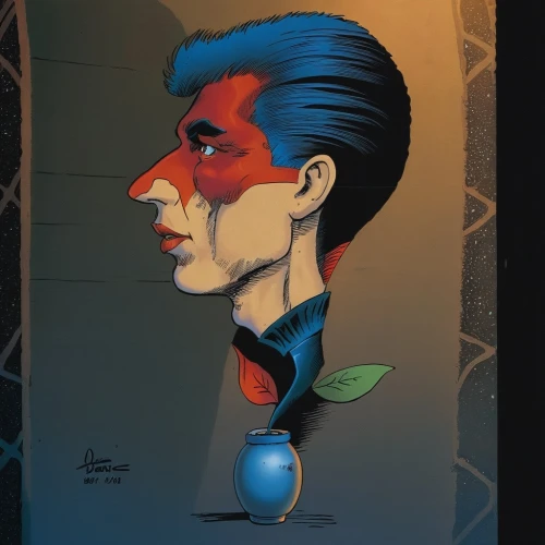 pompadour,david bowie,caricaturist,caricature,2d,el salvador dali,rooster head,pinocchio,bodypainting,halloween frankenstein,coloring outline,avatar,grafitti,abe,digital painting,frankenstein,bouffant,lupin,wall art,digital drawing,Illustration,American Style,American Style 01