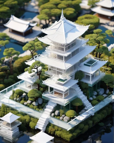 japanese architecture,asian architecture,ginkaku-ji,chinese architecture,matsumoto castle,japanese zen garden,japanese garden ornament,3d rendering,osaka castle,white temple,japan garden,kanazawa castle,pagoda,stone pagoda,render,zen garden,kinkaku-ji,japanese garden,3d render,floating island,Unique,3D,Low Poly