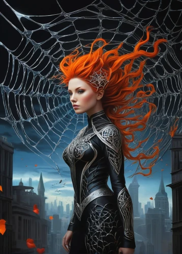 widow spider,black widow,tangle-web spider,sci fiction illustration,spider's web,heroic fantasy,spiderweb,clary,fantasy art,arachnid,spider the golden silk,firebird,splintered,fantasy woman,spider,the enchantress,spider silk,spider network,arachnophobia,firestar,Art,Classical Oil Painting,Classical Oil Painting 39