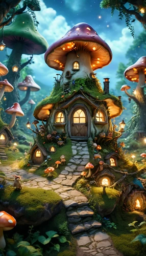 mushroom landscape,mushroom island,fairy village,toadstools,mushrooms,lingzhi mushroom,club mushroom,umbrella mushrooms,fairy forest,fairy world,brown mushrooms,apiarium,forest mushrooms,druid grove,forest mushroom,cartoon video game background,fantasy landscape,fairy house,scandia gnomes,champignon mushroom,Photography,General,Realistic