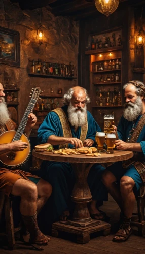three wise men,the three wise men,musicians,santa clauses,gnomes at table,biblical narrative characters,dwarves,wise men,saint nicholas' day,elves,folk music,nordic christmas,cavaquinho,luthier,russian traditions,christmas carols,bard,russian folk style,carol singers,the three magi,Photography,General,Fantasy