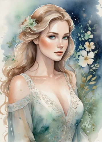 white rose snow queen,jessamine,the snow queen,elsa,suit of the snow maiden,fairy tale character,winter rose,fantasy portrait,celtic woman,celtic queen,elven flower,cinderella,rose flower illustration,winterblueher,fairy queen,faery,fae,rosa 'the fairy,eglantine,romantic portrait,Illustration,Paper based,Paper Based 25