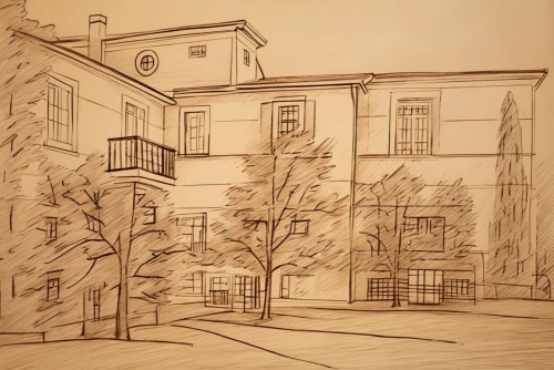 townhouses,trastevere,facade painting,house drawing,aix-en-provence,athens art school,old town house,townscape,street scene,hand-drawn illustration,houses clipart,town house,sepia,old houses,apartment house,old architecture,apartment building,palazzo barberini,game drawing,villa cortine palace