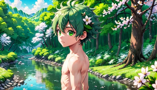 spring background,green summer,green wallpaper,springtime background,green water,summer background,lilly of the valley,japanese sakura background,green landscape,sakura background,lily of the field,narcissus,green background,green skin,frog background,green forest,2d,forest background,green tree,summer day,Anime,Anime,Traditional