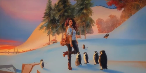 the pied piper of hamelin,girl with tree,snow scene,woman hanging clothes,woman walking,village scene,khokhloma painting,el salvador dali,indigenous painting,church painting,the girl next to the tree,woman with ice-cream,ski resort,girl on the dune,hanging elves,snow figures,dali,girl in a long,ski station,standing man,Illustration,Paper based,Paper Based 04