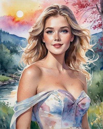 the blonde in the river,watercolor background,girl on the river,color pencils,fantasy portrait,watercolor pencils,photo painting,celtic woman,color pencil,world digital painting,elsa,colour pencils,springtime background,watercolor painting,painting technique,landscape background,art painting,watercolor women accessory,marylyn monroe - female,colored pencils,Illustration,Paper based,Paper Based 25